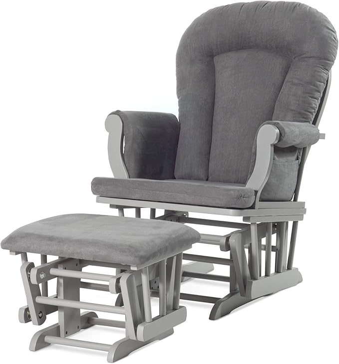 Child Craft Cozy Glider Rocker and Ottoman Set, Padded Cushion by ChildCraft
