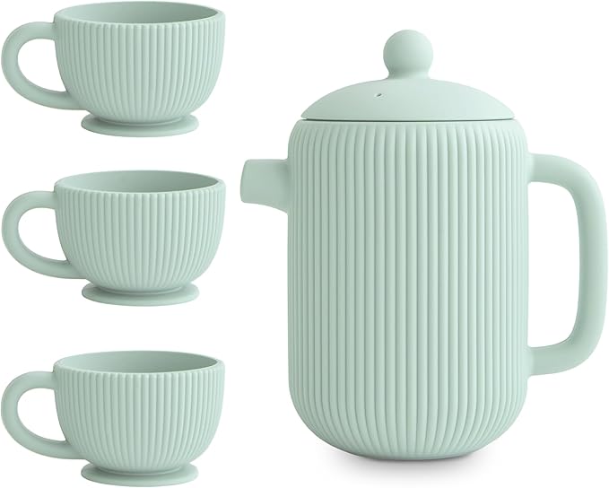 mushie Silicone Baby Tea Play Set | 4 Pieces Kitchen Play Toys by mushie