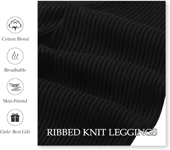 SOBOWO Baby Girl Leggings Pants Toddler Girls Solid Ribbed Pants 3 Pack Ruffle - Image 5