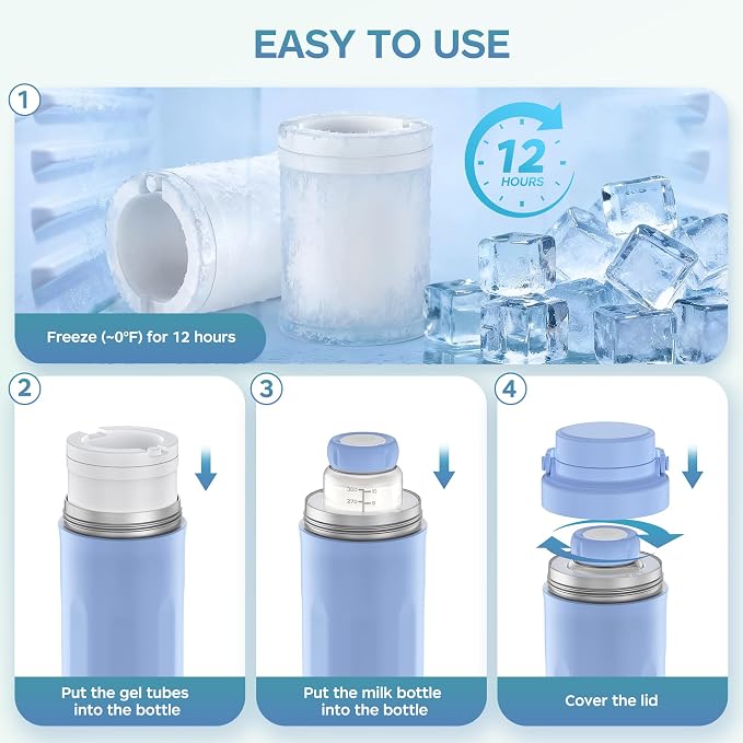 22oz Breastmilk Cooler Bottle for Outdoor, 24 Hours All-Day Cooling& Leak-Proof - Image 6