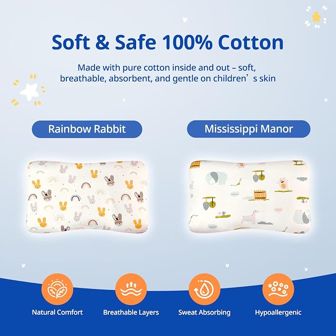 Toddler Pillow with Pillowcase, Breathable & Cozy Machine Washable Kids Pillow - Image 3