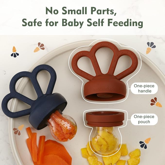 Bessentials Carrot Baby Fresh Fruit Food Feeder & 2 Pack Silicone Mesh Feeders - Image 4