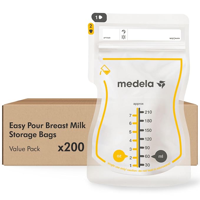 Medela Easy Pour Breastmilk Storage Bags 200 Count 7oz/210ml Disposable by Medela