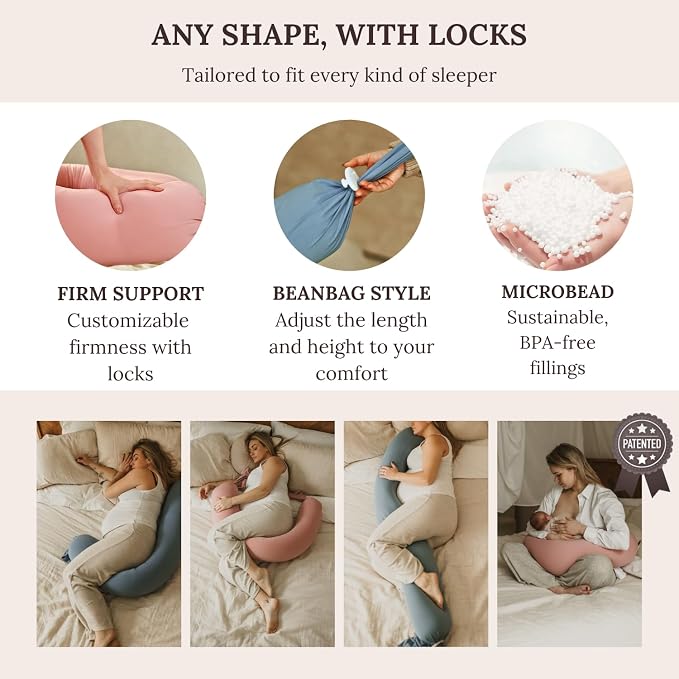 Pregnancy Pillow 5-in-1 【Cooling Cover, Adjustable Firmness】 Patented Lock - Image 3