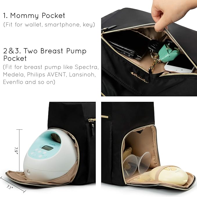 mommore Breast Pump Bag Diaper Tote Bag - Image 5