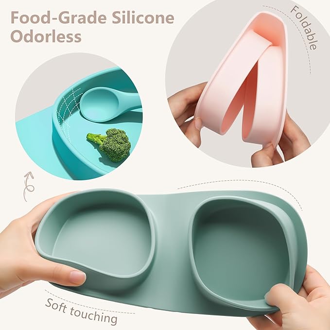 Silicone Foldable Novelty Dinner Plates, Baby Plates Travel Essential - Image 4