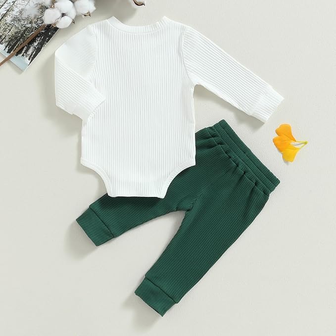 Newborn Baby Boy Girl Clothes Ribbed Knitted Long Sleeve Romper Pants Solid - Image 7