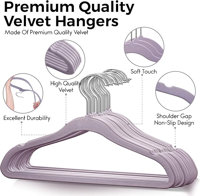 50 Premium Kids Velvet Hangers - Image 9