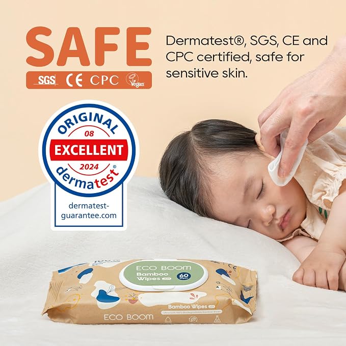 ECO BOOM Bamboo Baby Wipes | natural | 100% Plant-Based & fragrance free | - Image 2