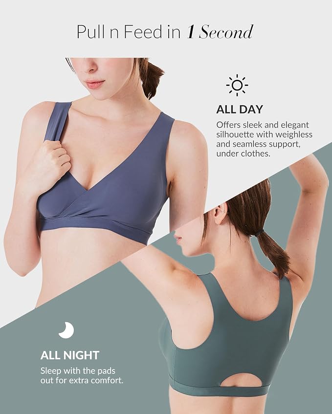 Mamaway Silky Crossover Nursing Maternity Wireless Bra, No Buckle, No Show - Image 2