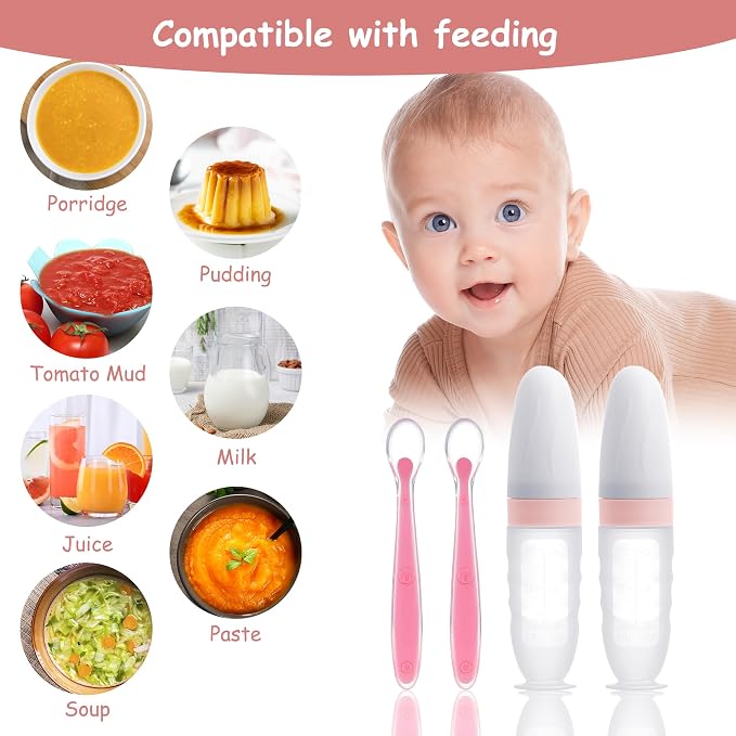 WAJIAYON Baby Food Feeder 4 Pack Silicone Baby Food Dispensing Spoon-3 oz - Image 2