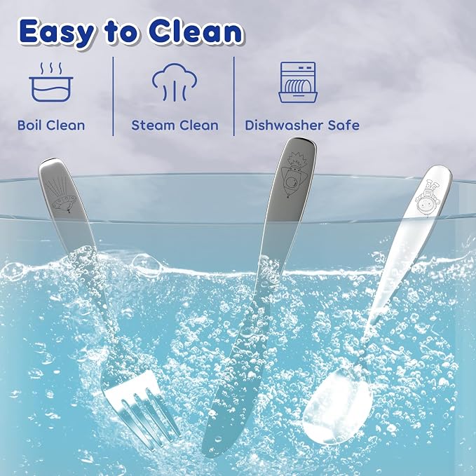 Lehoo Castle Kids Stainless Steel 6PCS Kids Utensils Forks, Spoons and Knives - Image 5