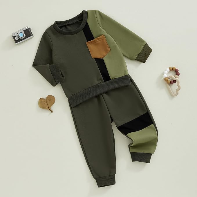 Toddler Baby Boy Fall Outfits Long Sleeve Crew Neck Pullover Sweatshirt + - Image 2