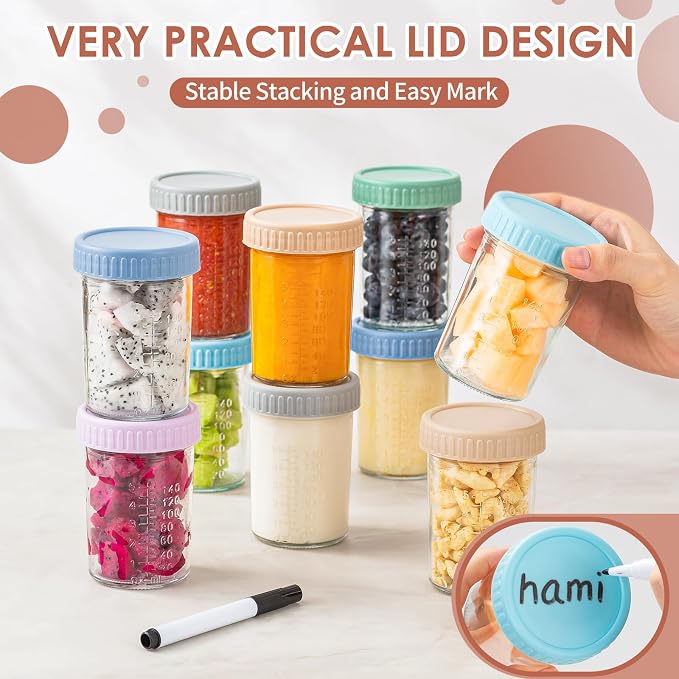 DRKIO 6 Pack Glass Baby Food Storage Containers - 8 Oz Baby Food Jars - Image 5