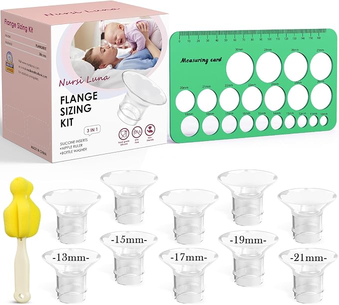 Flange Sizing Kit 3 in 1 with 10PCS Flange Inserts 13/15/17/19/21mm, Silicone by NursiLuna