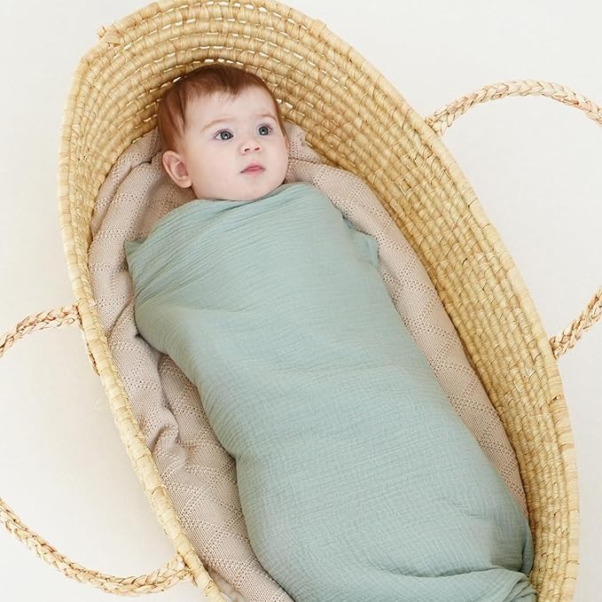 Muslin Swaddle Blankets for Newborns, 2 Pack 100% Cotton Receiving Blankets - Image 3