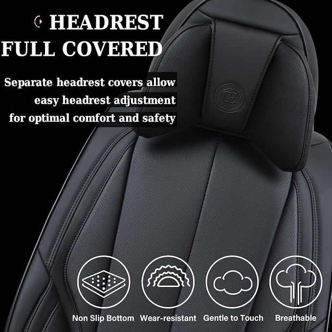 Coverado Universal Seat Covers Front, Waterproof Nappa Leather Car Seat Covers - Image 9