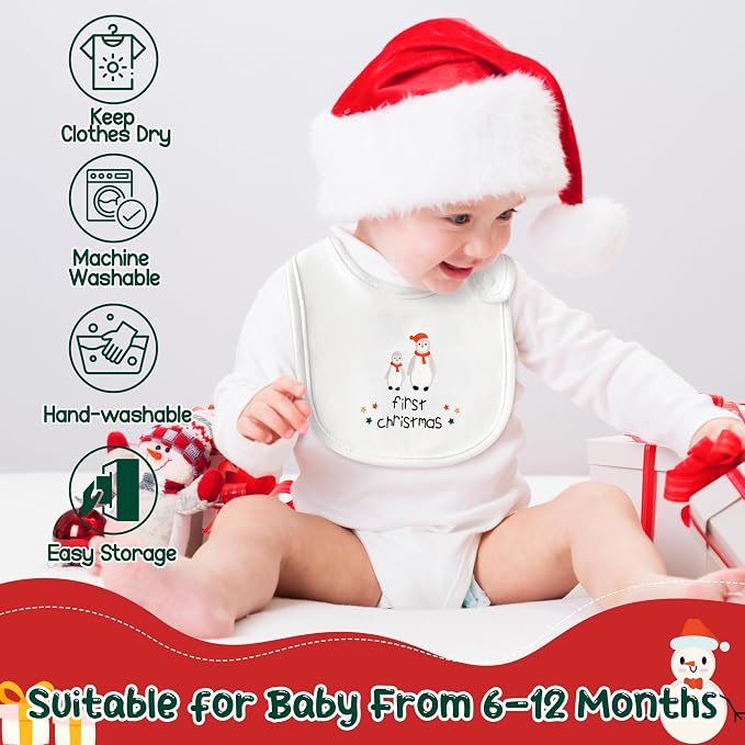 3Pcs Christmas Baby Cotton Bibs - Image 5