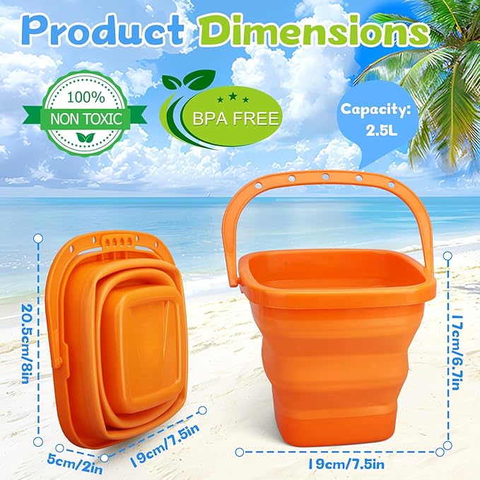 Jumbo Beach Sand Bucket Toy for Kids, 3L Collapsible Sandbox Pail, Easter - Image 2