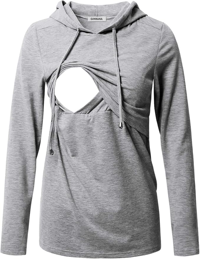 GINKANA Women's Nursing Hoodie Sweatshirt Long Sleeves Breastfeeding Maternity by GINKANA
