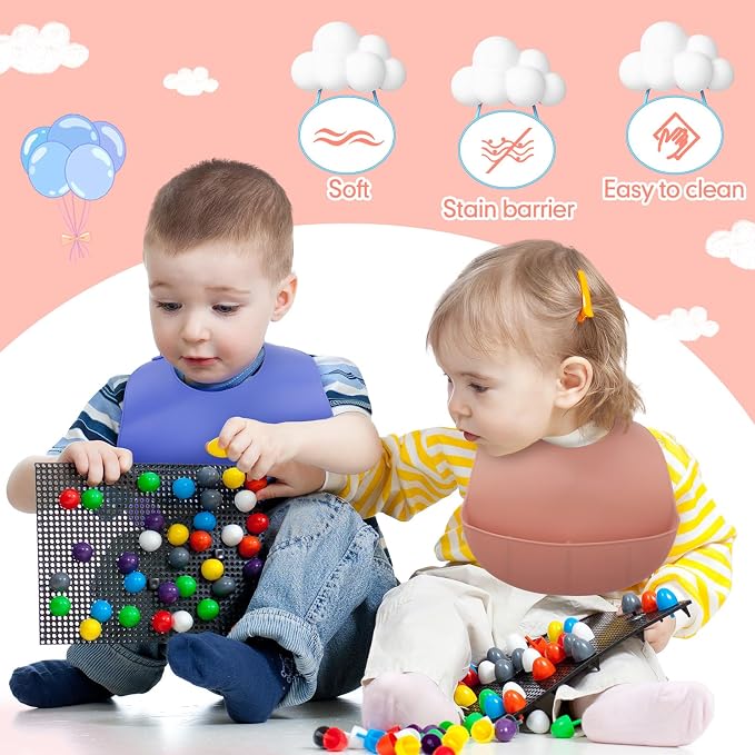 Mepase Silicone Bibs Waterproof Silicone Baby Bibs Soft Adjustable Baby Feeding - Image 6