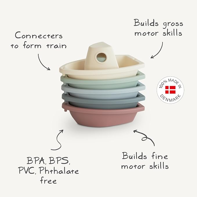 mushie Stackable Bath Boats Toy | Floating Bathtub Toys - Image 9