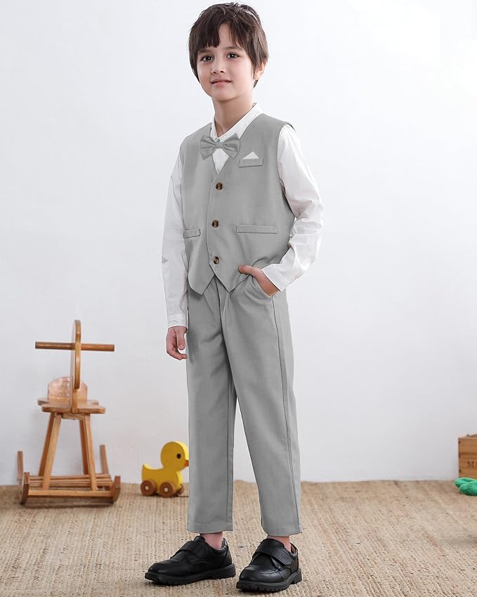 SANGTREE Boys Cotton Linen Suit Formal Set Baby Clothes Boy Gentleman Wedding - Image 6
