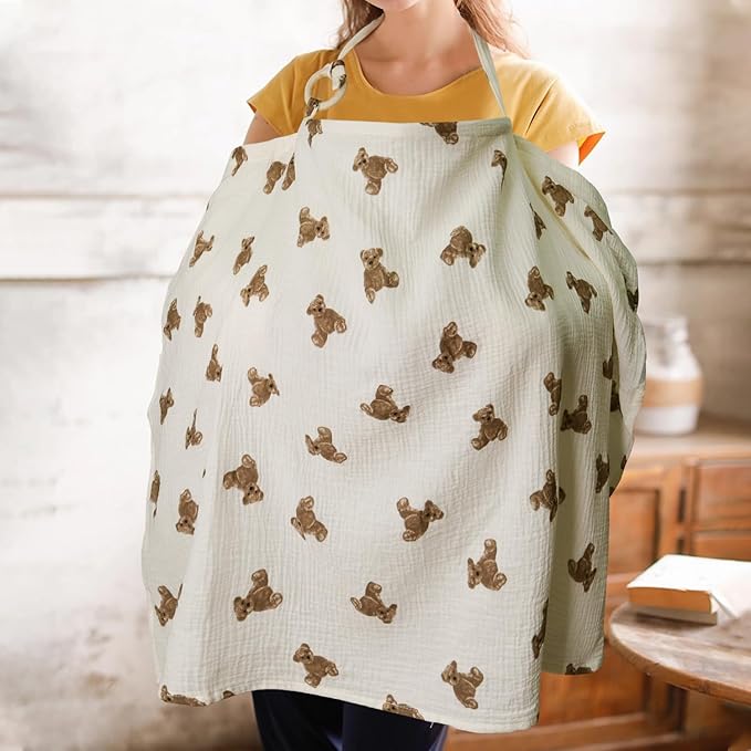 Muslin Nursing Cover for Baby Breastfeeding, Breathable 100% Cotton - Image 4