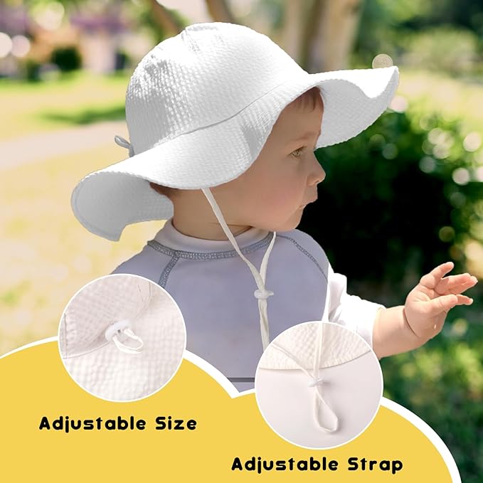 HONGTEYA Baby Sun Hat Toddler Girl Beach Hat Adjustable Outdoor Summer Hat UPF - Image 3