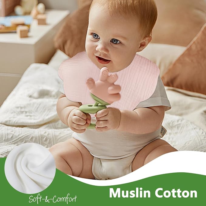 EllieHouse Baby Bibs for Girls Boys 8 Pack Muslin Drool Teeth Drooling Teething - Image 4