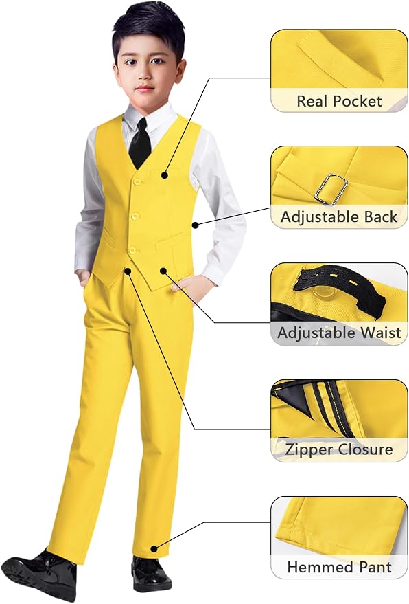 YuanLu Boys Suit for Kids Tuxedo Wedding Ring Bearer Outfit, 5 Piece Boy Slim - Image 4