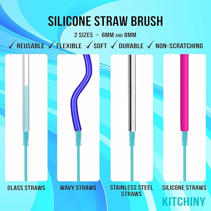 12.5” Silicone Bottle Brush & Straw Cleaner Brush Set | Water Bottle Cleaner - Image 4