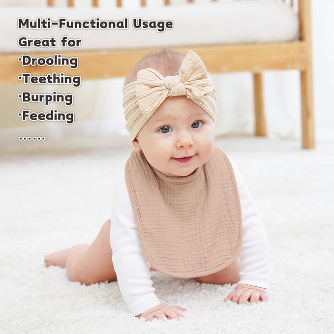 Susurration Muslin Baby Bibs 8 Pack Bandana Drool Bibs, Soft Square Adjustable - Image 5
