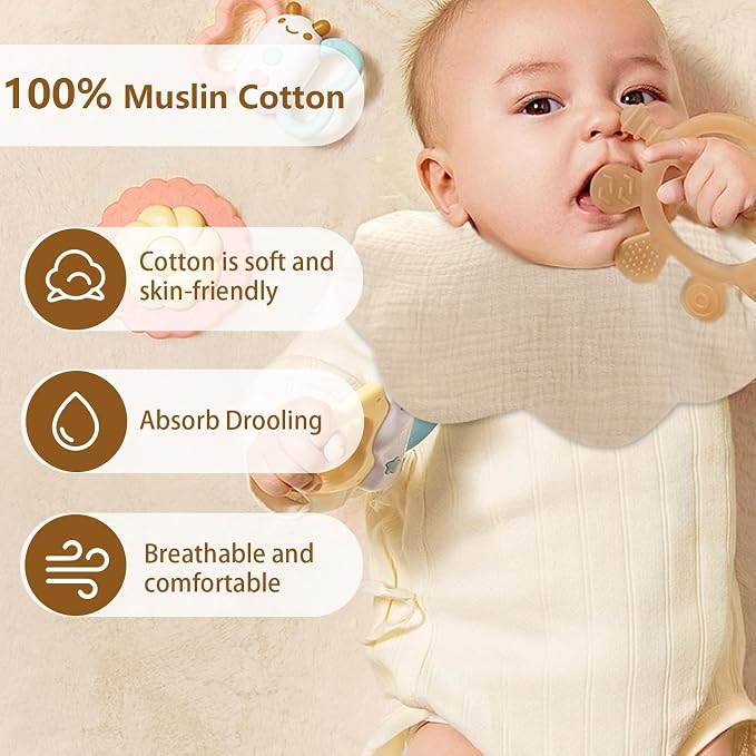 Baby Bibs Muslin Bibs 8 Pack for Drooling and Teething for Unisex Girls Boys - Image 4