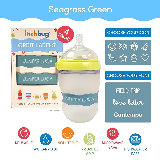 InchBug Orbit Labels Baby Bottle and Water Bottle Silicone Name Bands – - Image 3