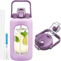 72oz Glass Water Bottle with 2-IN-1 Straw &Chug Lid, Large Motivational Glass by NOLOGLAZIC