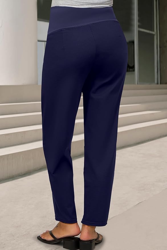 OUGES Womens Stretchy Maternity Over Belly Casual Work Straight Leg Pants Ankle - Image 6