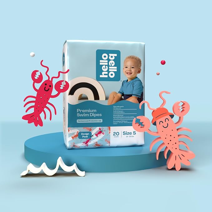 Hello Bello Premium Swim Diapers, Size S, Cute Extra-Bright Lobster Designs - Image 2