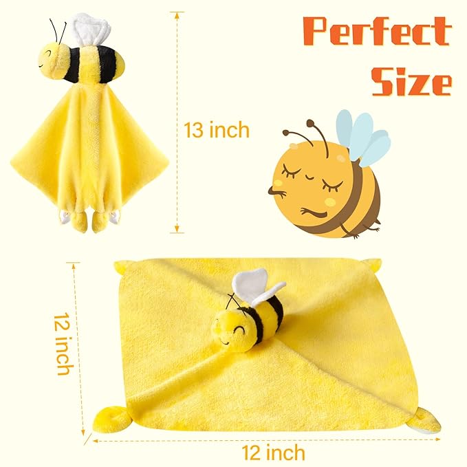 Pro Goleem Bee Loveys for Babies Soft Security Blanket Baby Snuggle Toy Stuffed - Image 5
