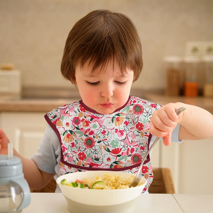 Mess Proof Baby Bib 3 Pack, Waterproof Led Weaning Baby Feeding Bibs - Image 2