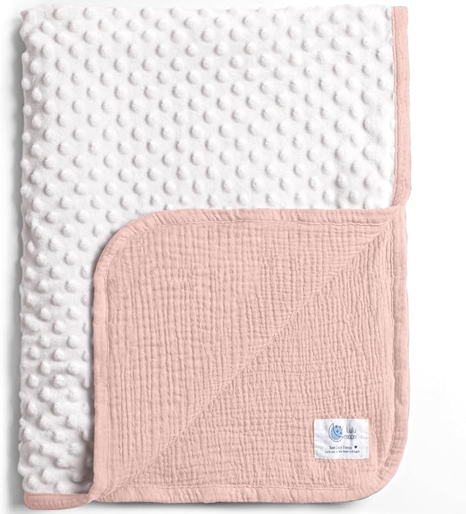 lulumoon Baby Blanket for Newborn Receiving: Minky Dot & Muslin Lightweight by Lulumoon