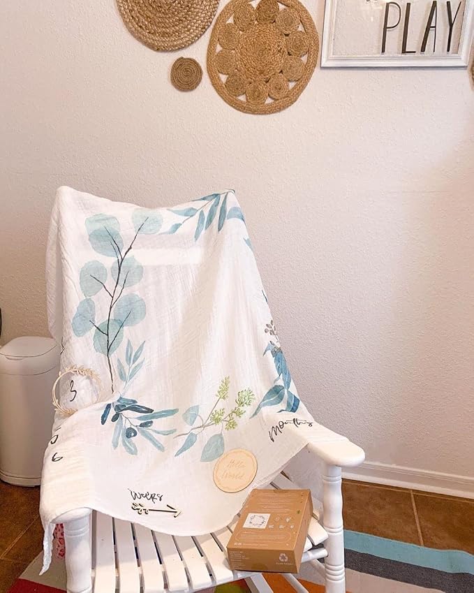 Organic Baby Monthly Milestone Blanket Newborn Boy Girl Unisex Gender Neutral| - Image 8