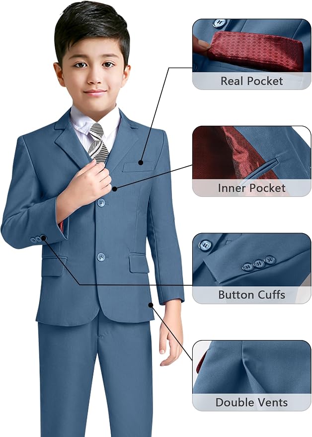 YuanLu Boys Suit for Kids Tuxedo Wedding Ring Bearer Outfit, 5 Piece Boy Slim - Image 3