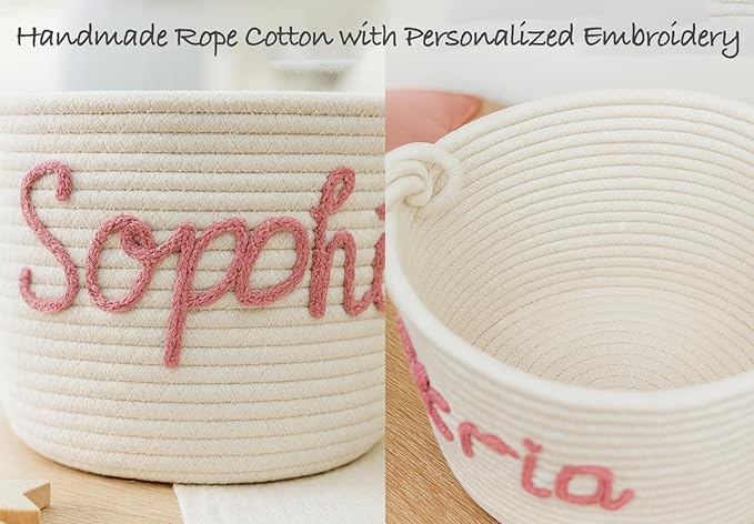 MBBEST Personalized Baby Shower Basket – Custom Rope Cotton Babys Basket - Image 2