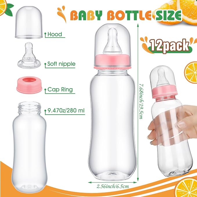 TrelaCo Little Cutie Cool Baby Shower Games Bottle Chug Sign Wooden Orange - Image 4