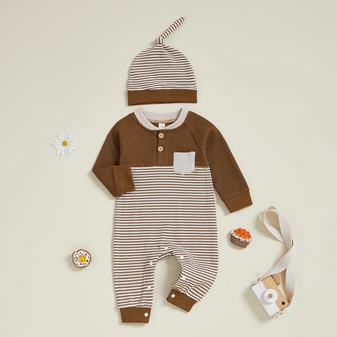 Kuriozud Newborn Infant Unisex Baby Boy Girl Clothes Button Romper Jumpsuit - Image 4