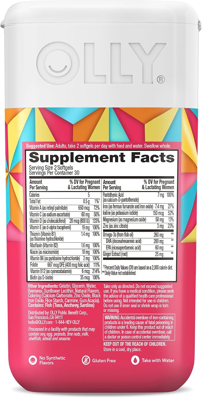 OLLY Ultra Strength Prenatal Multivitamin Softgels, Supports Healthy Growth - Image 8