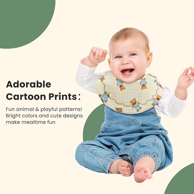 Baby Bibs Muslin Bibs for Baby Girl Boy for Drooling and Teething 10 Pack - Image 5