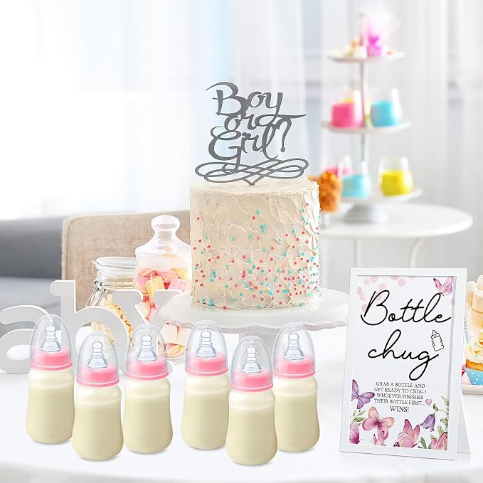 Roowest Bottle Chug Baby Shower Game Favors Including Pink Butterfly Theme - Image 6