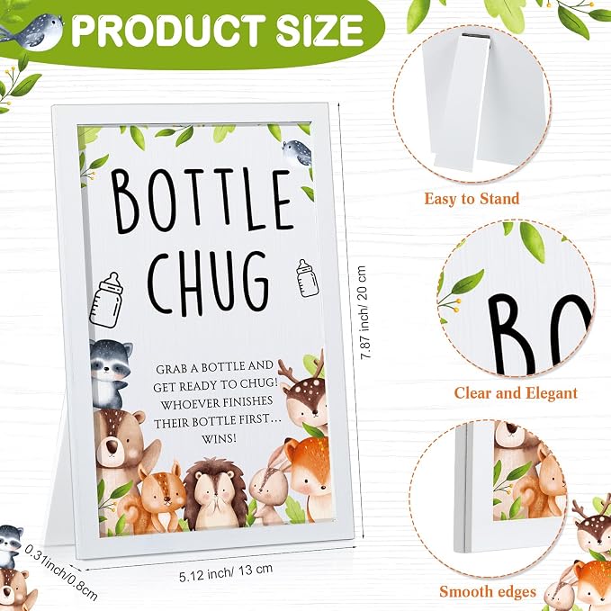 Roowest Bottle Chug Baby Shower Game Favors Including Woodland Animal Theme - Image 2